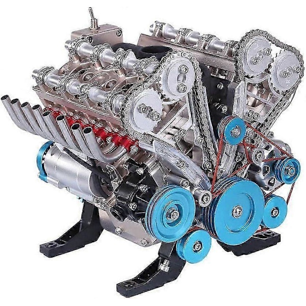 Metall Förbränningsmotor Byggsats, 1:3 V8 8-Cylindrig Bilmotor Modellbygge för Teknikentusiaster från Tonåren