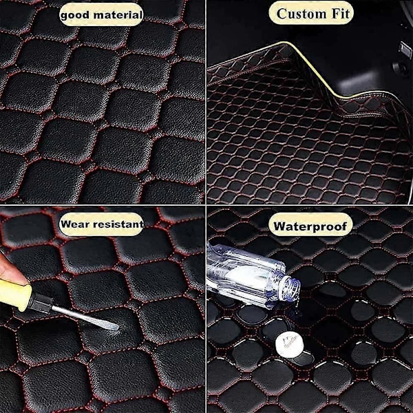 Bagagerumsmattor i Läder för VOLVO XC40 2019-2023, Bakre Bagageutrymmeslastmatta Bagagerumsfoder Bagagebricka Skydd Halkfri Slitstark Vattentät Matta, D Kaffe A All-Black normal
