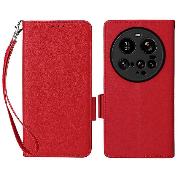 Til Xiaomi 15 Ultra Etui Wallet Flip Litchi Tekstur PU Læder Telefon Cover - Grå Multicolor Red