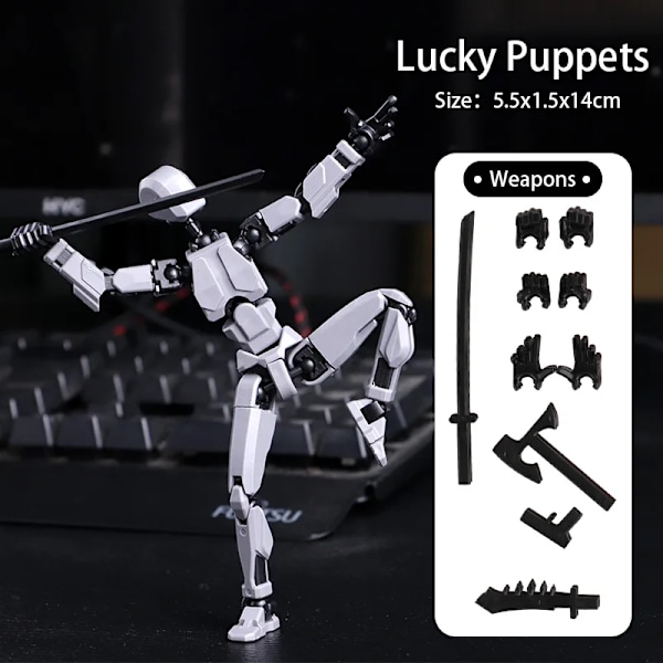 Titan 13 Action Figur T13 Model Figurer 3D Printet Multi-Leddelt Bevægelig Lucky 13 Action Figur Nova 13 Action Figur Dummy GRÅ GRÅ GRAY 14cm