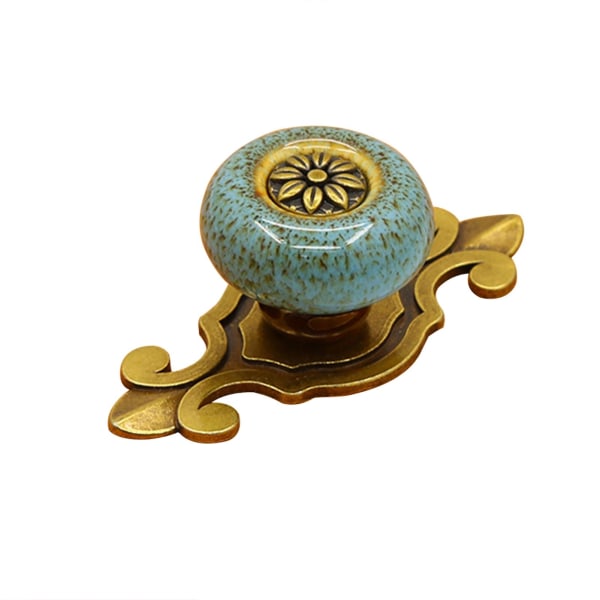 Kompakta skåpknoppar polerad koppar Vintage glasyrlåda för hem Qinhai Blue