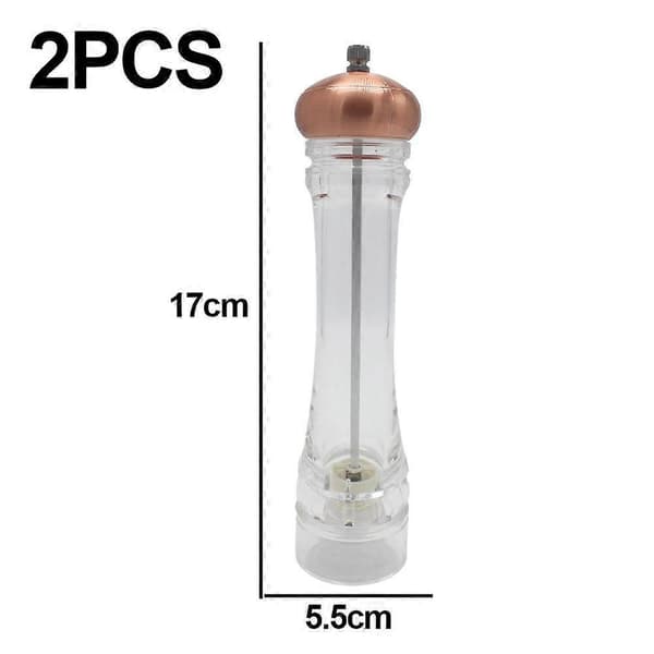 [KK] Copper Salt and Pepper Grinder Set - Adjustable Spice Ceramic Grinders for Kitchen Table - Shatterproof Acrylic Body (2-Pack)