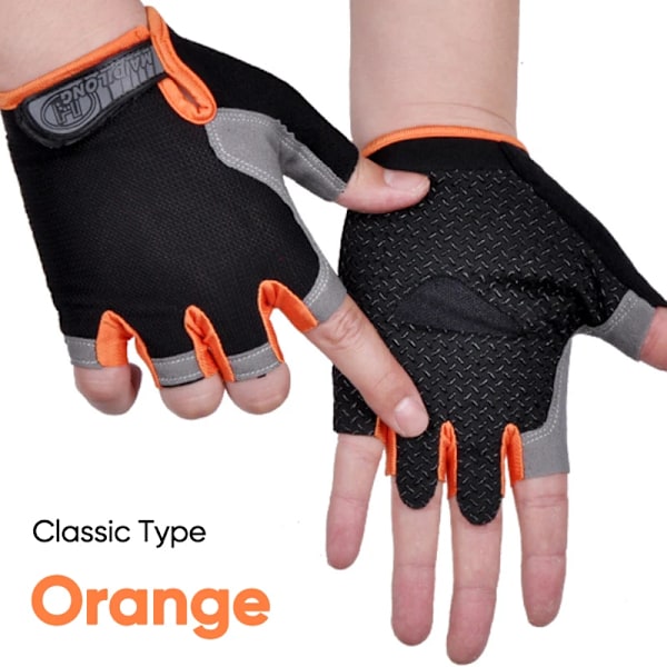 Barne-sykkelhansker Halvfinger Barne-sykkelhansker Barn Sklisikre Pustende Sportshansker For Gutter Jenter Sykkelutstyr Hanske Oransje Klassisk Glove orange Classic L