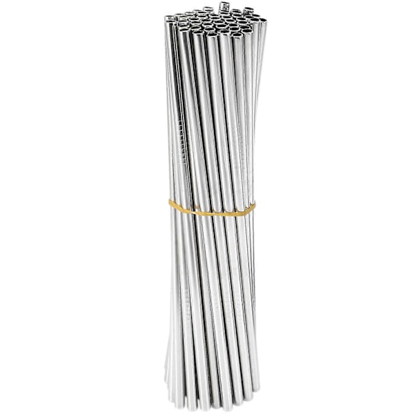 100 stk. metal sugerør kan genbruges 304 rustfrit stål drikkevandsrør 215 mm x 6 mm buede sugerør og 50 lige sugerør silver