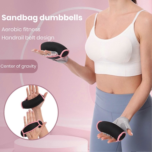 QingHai 2 stk. håndvægte med rem, genanvendelige fysioterapi løbe jogging trænings sandpose håndvægte sæt Black One Size