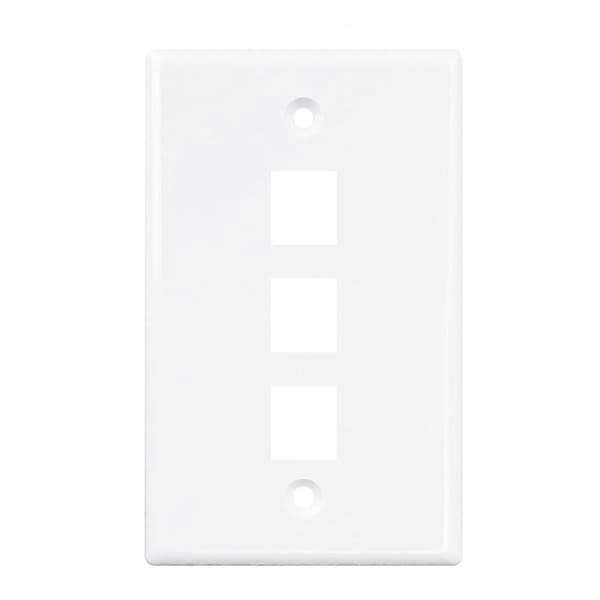 1-pack 3-portars Ethernet-väggplatta, RJ45-väggplatta med RJ45 Keystone Inline Coupler-insats, Cat6 Keystone Jack-väggplatta