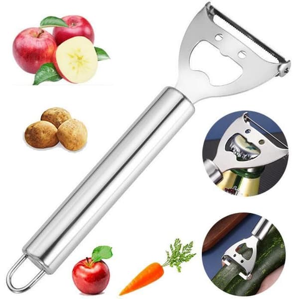 Manuell grønnsaksskreller - Multifunksjonell - Rustfritt stål - Ergonomisk design - Sølv