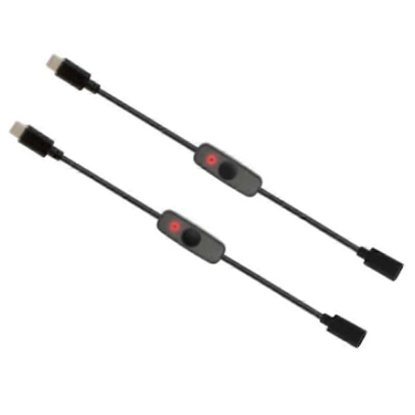 Strømbryter USB Type C med indikatorlampe hann til hunn USB-C forlengelseskabel bryter for 4B 2 P Black