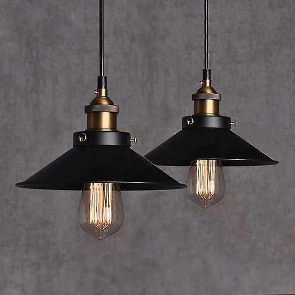2 stk. E27 Vintage Metal Pendellamper Retro Loft black