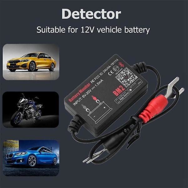 BM2 Battery Monitor Tester 12V Battery Monitor Bluetooth 4.0 Bilbatterianalysator Laddning Starttest Spänningstestare