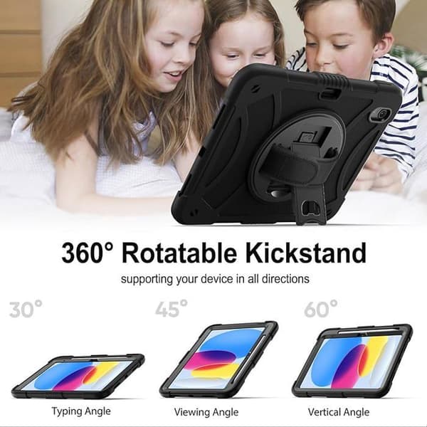 Fodral till iPad 10.2\" 9:e/8:e/7:e generationen (2021/2020/2019), axelrem, pennhållare - lila