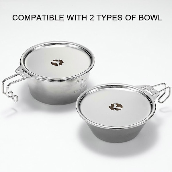 Ruostumattomasta teräksestä valmistettu retkeilymuki Kevyt kompakti retkeilykattila vaellus kahvimuki kulho kuppi bowl lid