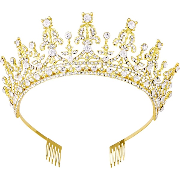 Tiaras and Crowns for Women - Queen Gold Crystal Rhinestone Hair Jewelry Decor