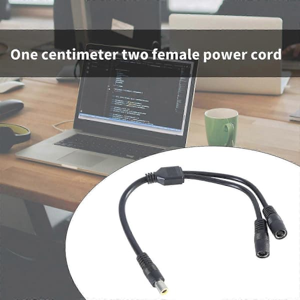 DC7909 Y-splitter adapterkabel 7,9x5,5 mm strømkabel 1 han til 2 hun til opladning af solpaneler 30 cm lang sort