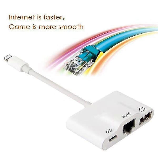 Lightning til RJ45 Ethernet LAN 10/100Mbps Netværks Ethernet Adapter med Lightning 8P til iPhone/iPad