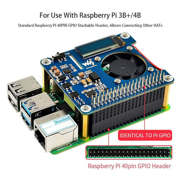 Power Over Ethernet Hat Stöd 802.3af Poe Nätverks Expansionskort Med Oled För 4 Modell B 3b+