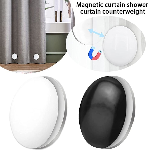 1/10 kpl magneettisia verhokiskon painoja vedenpitävään suihkuverhoon Magn white 1pc