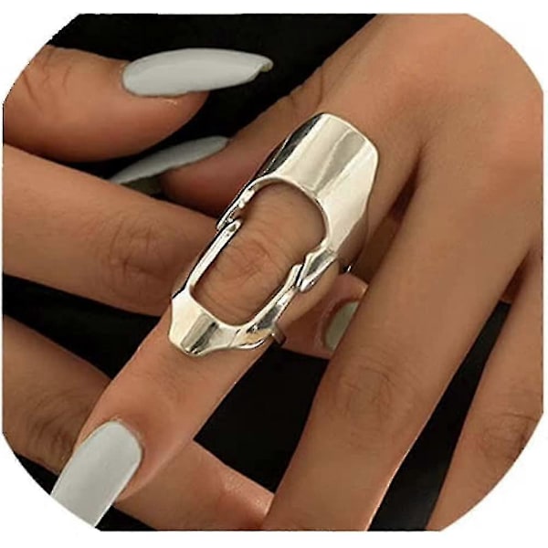 Hål Knogled Led Fingeraktivitetsring. Silver Dubbel Loop Ring Gotiska Gångjärnsringar Punk Smycken Halloween Presenter För Kvinnor Flickor