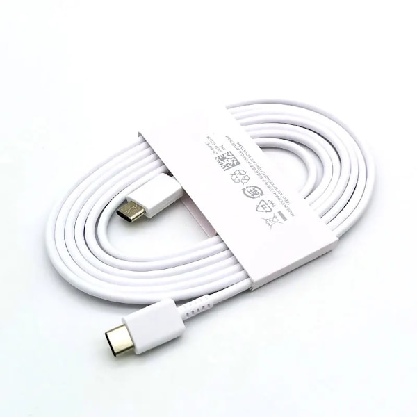 Samsung Lader 25W Superrask Ladeadapter 1.8M Type C Kabel for Galaxy S20 S21 S22 S23 S24 Ultra Z Flip Fold 6 5 4 3 2 White-Cable Only