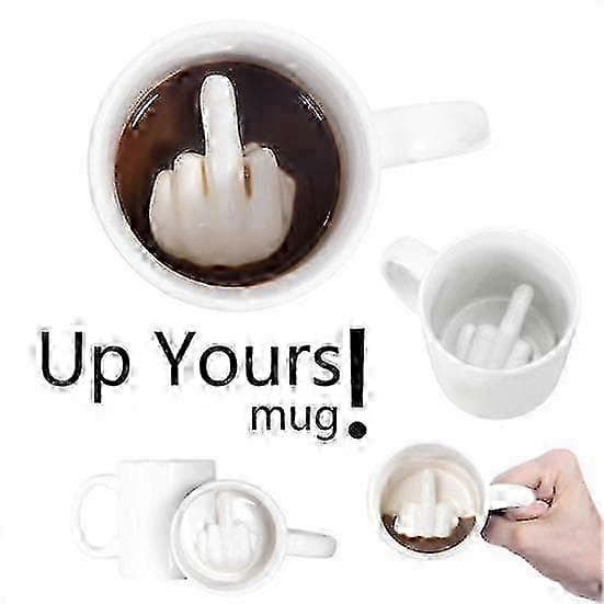 Keramisk kaffemugg för hemmakontor med långfingerdesign white