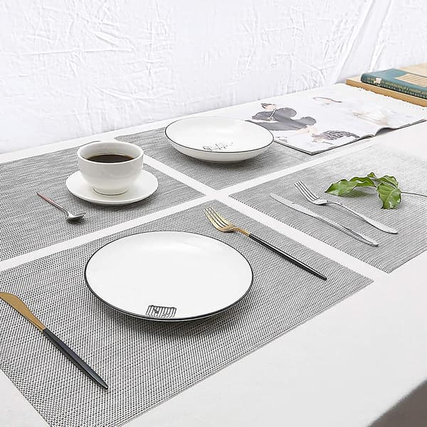 [KK] 4 pcs/set Flexible Placemats Scratch-Resistant Rectangular Elegant Waterproof Coasters Kitchen Utensils (FMY) Orange Orange