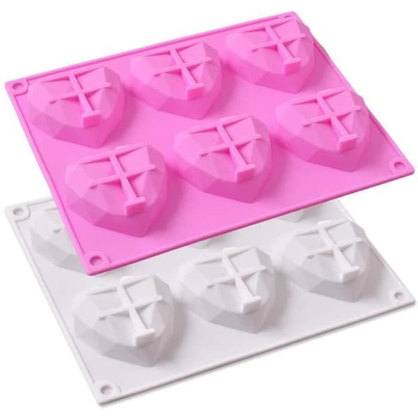Silikoneforme - Chokolade - Diamanthjerte - Non-stick - 2 stk - BPA-fri