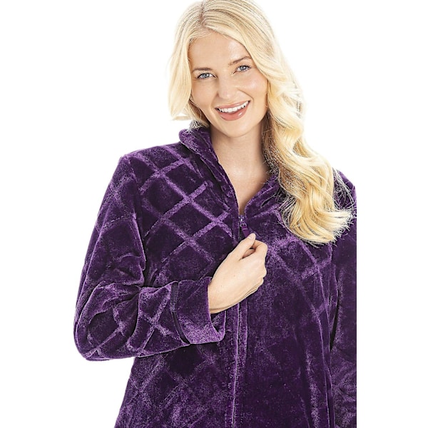 Dam Morgonrock i Lila Fleece med Dragkedja och Fickor i Sidsöm - 18/20 Purple 14-16
