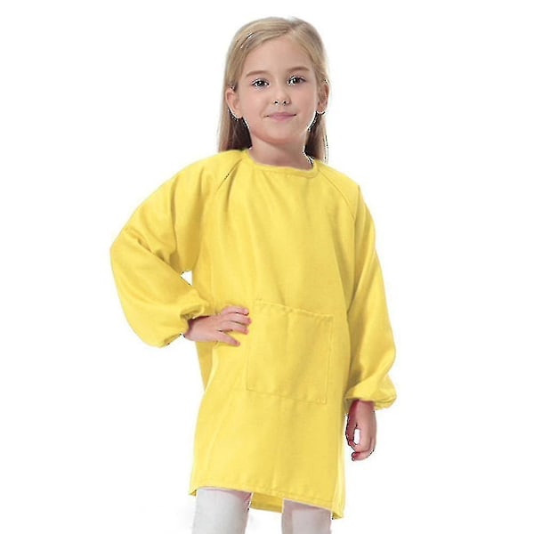 Vandafvisende Malerismock til Drenge og Piger Børn Børneforklæde Kunst Håndværk Langærmet Ny Yellow L