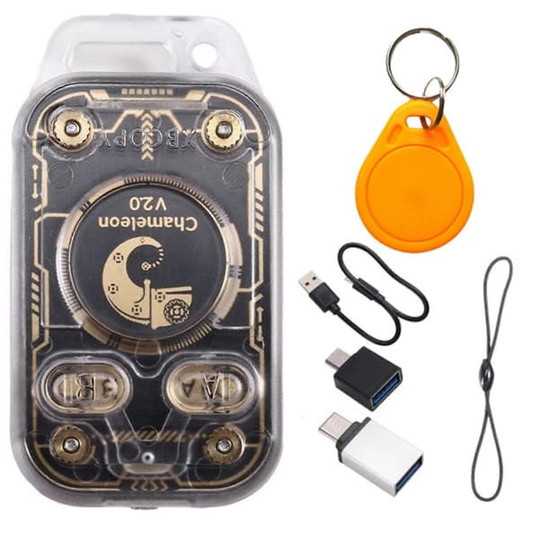 2X Chameleon V2.0 RFID Smart Chip-leser Emulator+2XUID Nøkkelring NFC Duplikator 125K 13.56Mhz Kortdekoder Transparent shell