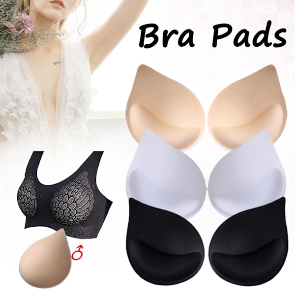 3 Par Bra Pads Push Up Indlæg BH Kopper Udskiftning Br nude One Size 3pcs