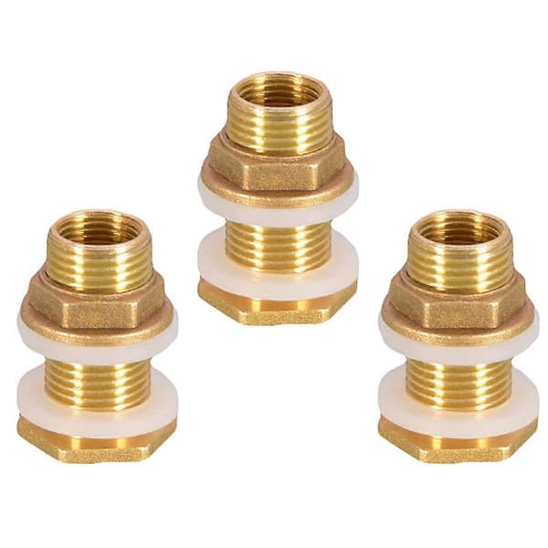 Solid messing skottkobling, 3 sett 3/8 tommer hunn 1/2 tommer hann solid messing vanntankkobling Bronze