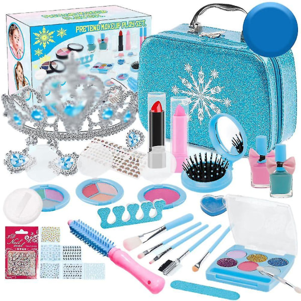 Frozen tema tvättbar sminkväska för barn Sminkleksaker resväska jul set flicka color