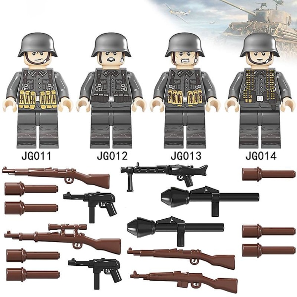 Tyskland Militära byggstenar Armésoldater Vapen Tegelstenar Leksaker för barn