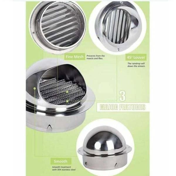 Rund ventilationsrist - ZOR® - 120 mm - 304 rustfrit stål - Rustbestandig - Til emhætter