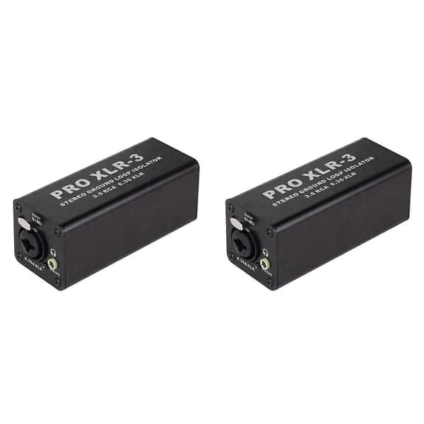 2X PRO XLR-3 Stereo Ground Loop Isolator 3.5 RCA 6.35 XLR Audio Støyfilter Støyundertrykker Isolator for PC Black