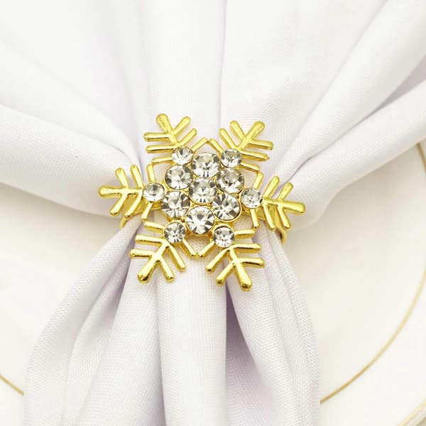 6 stk. perle-/diamant-servietringe til julefest, elegante snefnug-servietspænder, alsidigt tilbehør til formelle middage silver pearl
