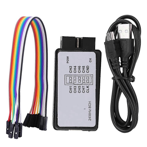 USB Logikanalysator Enhet Set Mini Digital Fickstorlek 8 Kanalers Ingångsminne 24MHz