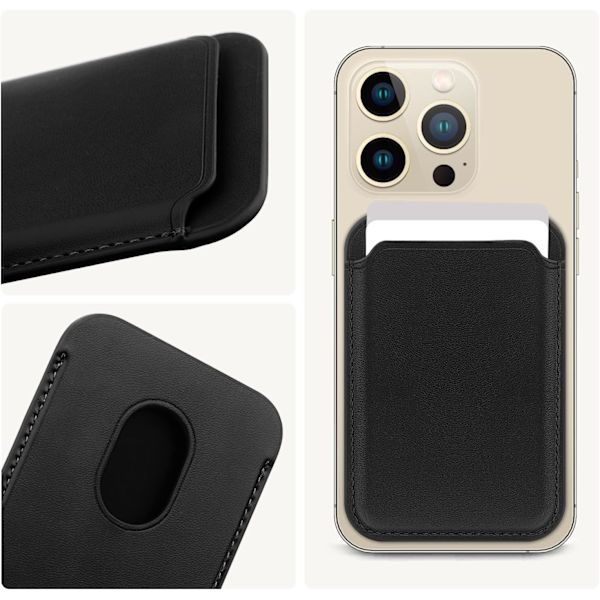 MagSafe PU-læder mobiltelefon magnetisk kortlomme til Apple 14 13 iPhone 15 Pro black