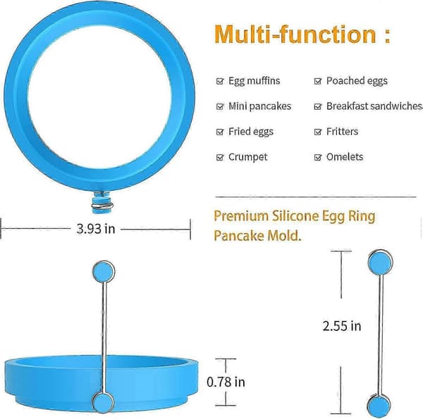 Silikonäggring Pannkaksformar Non-stick Pannkaksformar 4-pack (blå)
