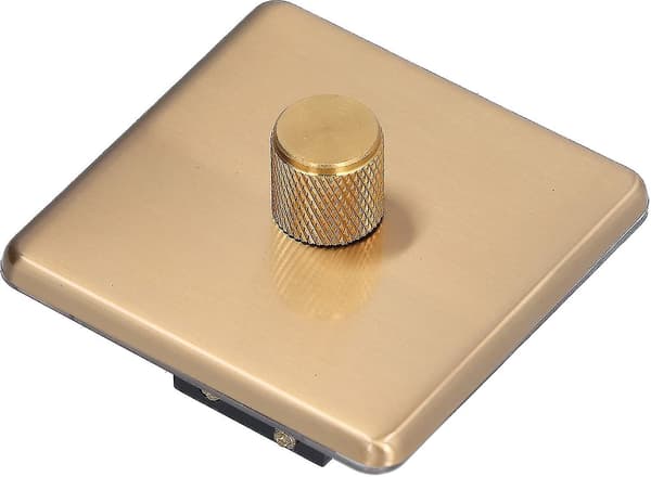 Dimmer LED lysdimmer 86x86mm børstet messingbryter for hjemme-LED gløde- halogenpærer dimbar
