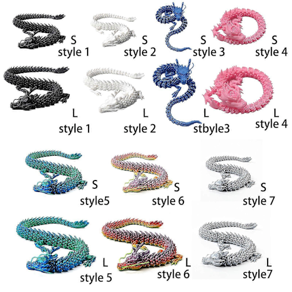 Halv Pris 3D-Printet Drage Artikulerende Fidget Leke Drage Dekompresjonsleke For Gutter Skrivebordsornament Ny L 60cm