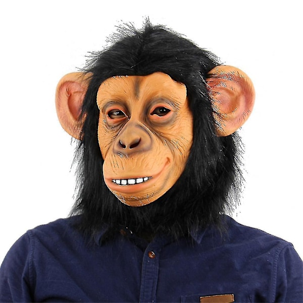 Novelty Abemaske - Skræmmende Dyremaske - Chimpanse Gorilla Hovedmaske - Halloween Party Kostume Dekorationer - Maskerade Cosplay Rekvisitter