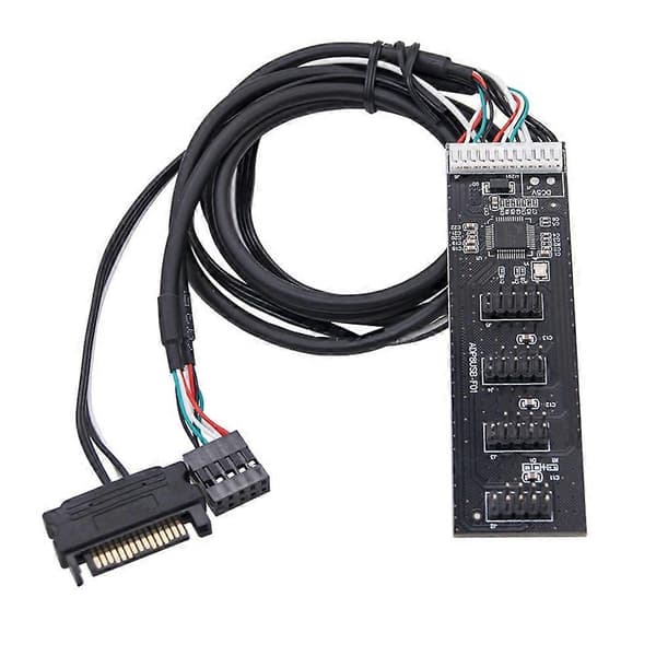 USB2.0 Header Splitter 9-pin 1 til 4 Forlengelseshub Splitter med SATA-grensesnittkabel for PC-hovedkortadapter Black Sata