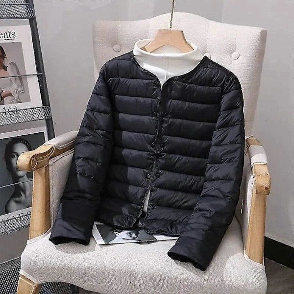 Höst Vinter Dam Kort Dun Bomullsjacka Dam Parkas Tunn Lätt Foder Varm Kappa Kvinnlig Casual Ytterkläder Dam Toppar black M