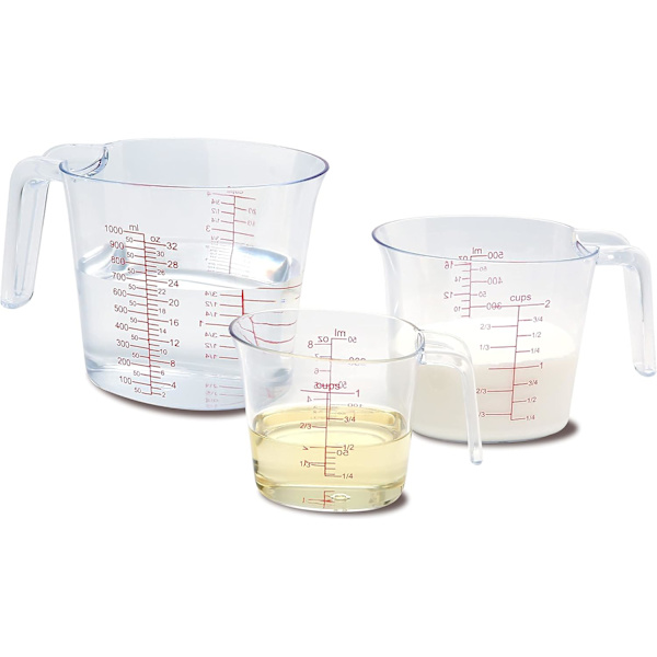 [KK] 3-piece Measuring Cup Set, Plastic, Stackable Design with Insertable Handles
