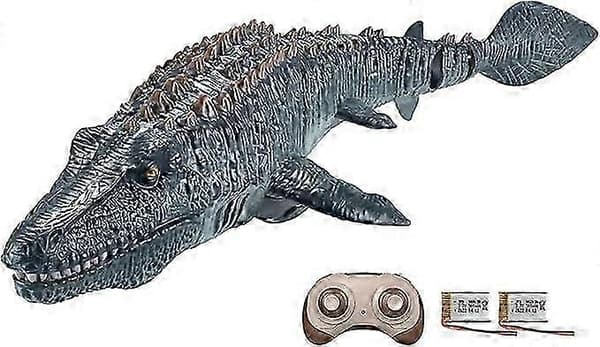 Fjernstyret Dinosaur Båd Simulation, Sprøjtende Vand Mosasaurus RC Speedbåd til Pool Badeværelse Dam Grey