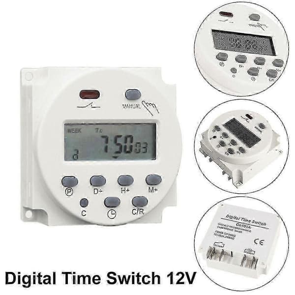 DC 12V 16A LCD Digital Timerkontakt Elektronisk Strømtidsrelæ Programmerbar