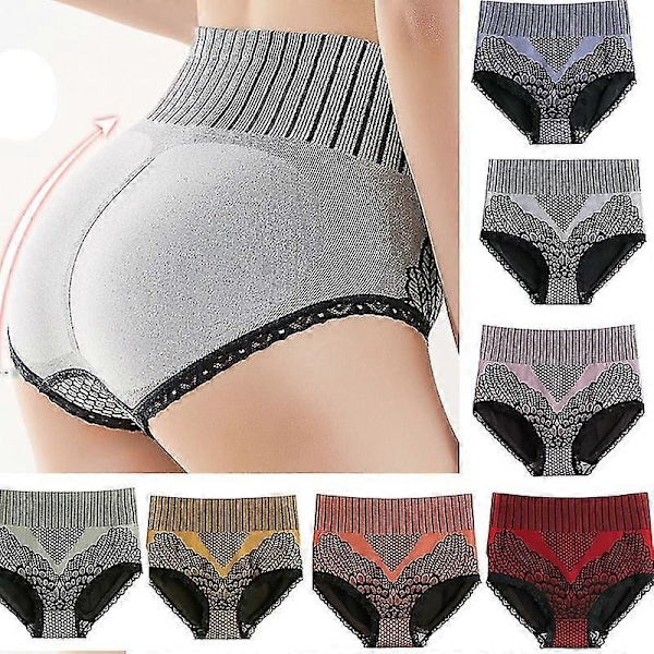 7 stk. dameundertruser sømløse truser høy midje shaping dameundertruser 7PC M