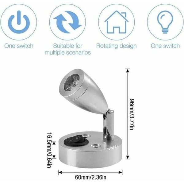 C-12V LED Spot Leselampe, 2 Stykker Caravan Interiørlamper, 3W LED Bobil Leselamper med