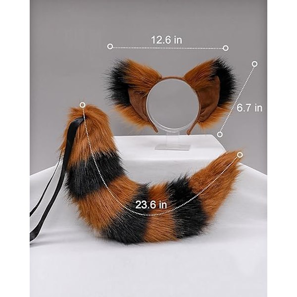 Tekokarvainen Hännän ja Korvien Setti - Karvainen Susi Kettu Pesukarhu Orava Eläinten Korvat Päänpanta Hännän Asuste, Halloween Cosplay Tarvikkeet